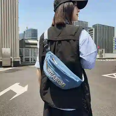 醇龙 背包骑行运动斜挎包休闲腰包 牛仔布 胸包 男女同款情侣款