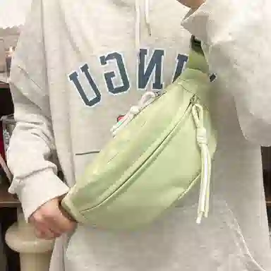 醇龙 运动潮流纯色 尼龙 单肩包腰包小挎包斜挎包胸包 男女同款情侣款 黄/绿/白/黑/粉