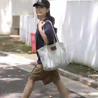 醇龙 简约百搭时尚 帆布 帆布包单肩包 女款 白/浅蓝