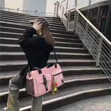 醇龙 大容量干湿分离短途多口袋 尼龙 单肩旅行包 常规 男女同款情侣款 黑/红/卡其/粉 /黄/绿