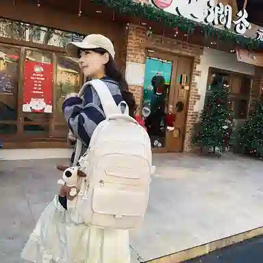 醇龙 纯色大学生休闲大容量百搭简约双肩包 情侣 男女通用 尼龙 多色