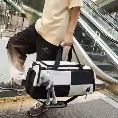 醇龙 简约多功能干湿分离百搭休闲撞色设计短途旅游时尚百搭 牛津布 旅行包 男女同款情侣款 蓝/灰/粉/青绿/黑/红/黄/紫