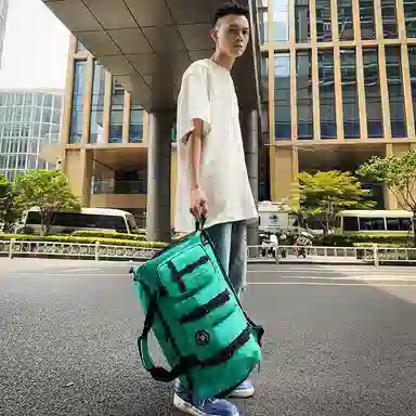 醇龙 中性风休闲简约多功能旅游时尚百搭 尼龙 旅行包 男女同款情侣款 黑/粉/卡其/青绿/黄/军绿