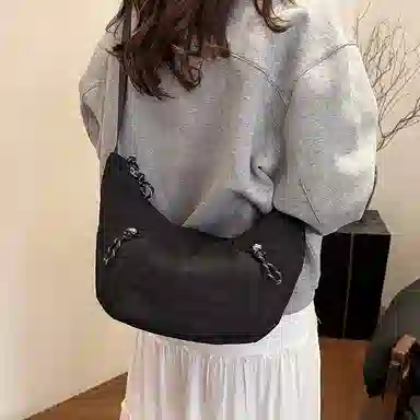 醇龙 简约休闲大容量百搭通勤轻便运动饺子学生百搭 尼龙 斜挎腋下单肩包 男女同款情侣款 多色