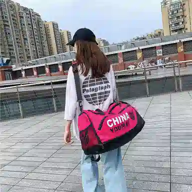 醇龙 小众休闲简约多功能短途旅游时尚百搭 尼龙 旅行包 男女同款情侣款 粉/玫红/卡其/黄/黑/绿