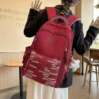 醇龙 韩版简约潮初高中学生书包大容量轻便背包 尼龙 双肩包 女款 多色