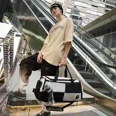 醇龙 简约多功能干湿分离百搭休闲撞色设计短途旅游时尚百搭 牛津布 旅行包 男女同款情侣款 蓝/灰/粉/青绿/黑/红/黄/紫