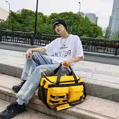 醇龙 大容量干湿分离时尚休闲 尼龙布 单肩包 男女同款情侣款 黑/青绿/黄/蓝/军绿/粉/卡其