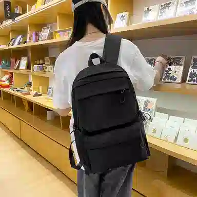 醇龙 超酷简约纯色大容量 尼龙 双肩包 男女同款情侣款 白色/灰色/黑色/黄色