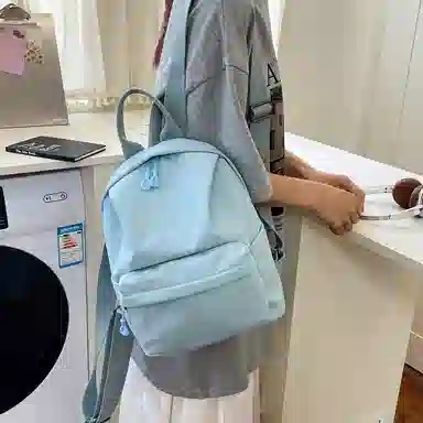 醇龙 古着感纯色防水电脑登山背包 尼龙 双肩包 男女同款情侣款 多色