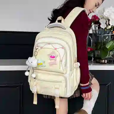 醇龙 可爱高中生初中生学生女大学生休闲旅游轻便电脑背包 帆布 双肩包 常规 女款 多色