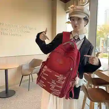 醇龙 韩版简约潮初高中学生书包大容量轻便背包 尼龙 双肩包 女款 多色