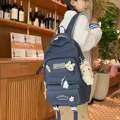 醇龙 书包女生小学生初中生高中生背包大学生补课包轻便双肩包 尼龙 组合装 男女同款情侣款 多色