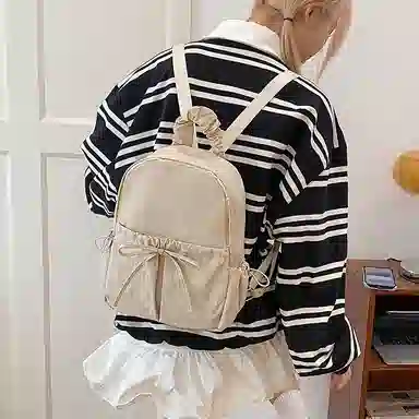 醇龙 时尚简约纯色百搭高级感 尼龙 双肩包 女款 多色