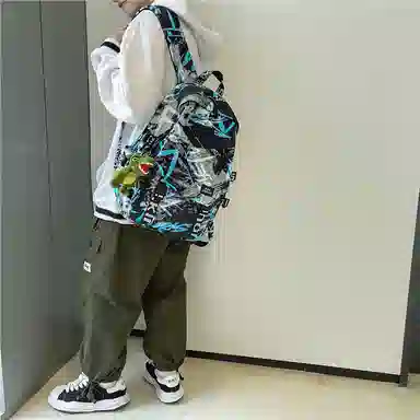 醇龙 涂鸦学生时尚潮流 尼龙 双肩包 常规 男女同款情侣款 多色