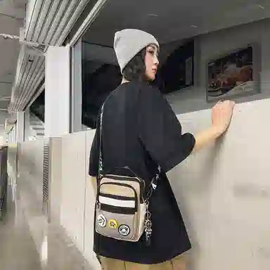 醇龙 轻便百搭小背潮牌手机包休闲斜挎包手提 尼龙 单肩包 常规 男女同款情侣款 黑/墨绿/黑白/卡其/灰