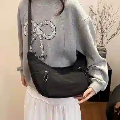 醇龙 简约休闲大容量百搭通勤轻便运动饺子学生百搭 尼龙 斜挎腋下单肩包 男女同款情侣款 多色