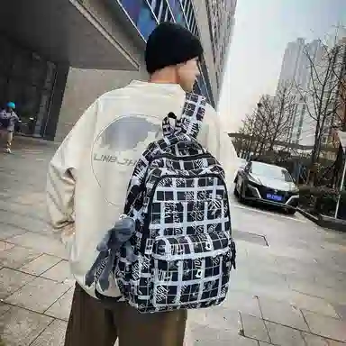 醇龙 涂鸦大容量初高中生简约舒适 双肩包 男女通用 多色 尼龙