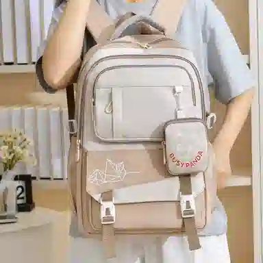 醇龙 初中生大容量简约时尚高中生轻便大学生撞色校园风潮 尼龙 双肩包 男女同款情侣款 多色