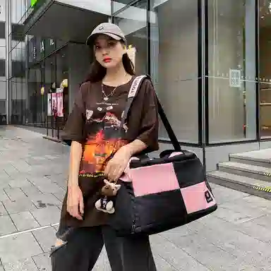 醇龙 大容量干湿分离时尚 尼龙 单肩包 男女同款情侣款 黑/红/黄/卡其/青绿/军绿/粉