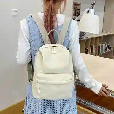 醇龙 古着感纯色防水电脑登山背包 尼龙 双肩包 男女同款情侣款 多色