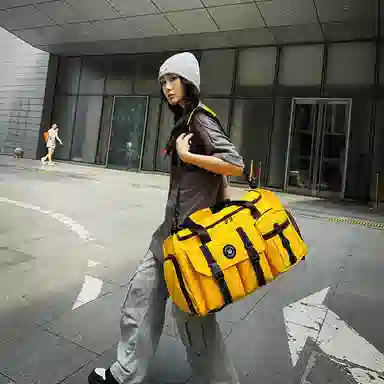 醇龙 中性风休闲简约多功能旅游时尚百搭 尼龙 旅行包 男女同款情侣款 黑/粉/卡其/青绿/黄/军绿