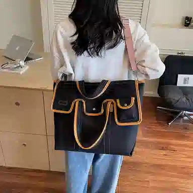 醇龙 时尚百搭方形帆撞色设计 尼龙 托特包单肩手提包 常规 男女同款情侣款 多色