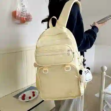 醇龙 百搭二次元透明吧唧校园学院风 棉 双肩包 女款