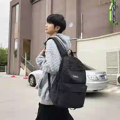 醇龙 日系校园简约百搭高中学生初中生上课大书包 尼龙 双肩包 大号 男女同款情侣款 多色