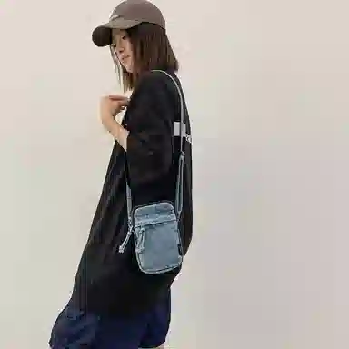 醇龙  男女通用多色质感斜挎小包包迷你单肩包复古设计感牛仔布手机包