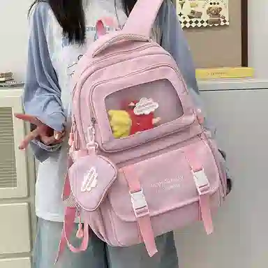 醇龙 尼龙男女通用多色书包小众设计尼龙高颜值日系学生书包大容量纯色旅行双肩包