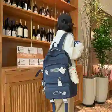 醇龙 书包女生小学生初中生高中生背包大学生补课包轻便双肩包 尼龙 组合装 男女同款情侣款 多色