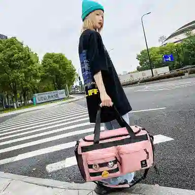 醇龙 大容量干湿分离时尚休闲 尼龙布 单肩包 男女同款情侣款 黑/青绿/黄/蓝/军绿/粉/卡其