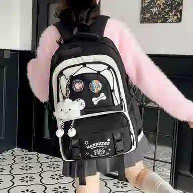 醇龙 可爱高中生初中生学生女大学生休闲旅游轻便电脑背包 帆布 双肩包 常规 女款 多色