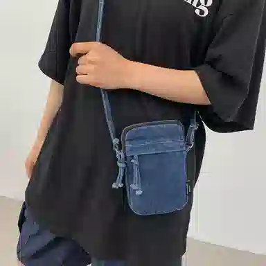 醇龙  男女通用多色质感斜挎小包包迷你单肩包复古设计感牛仔布手机包