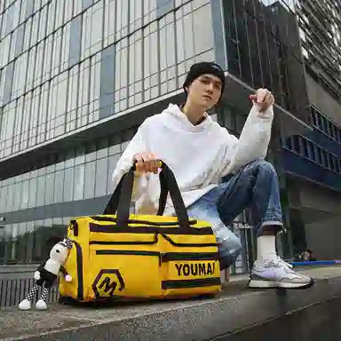 醇龙 中性风休闲简约旅游时尚百搭多功能 尼龙布 旅行包 男女同款情侣款 黑/黄/紫/红/灰/青绿/粉