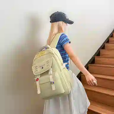 醇龙 多巴胺多功能大容量 尼龙 双肩包 男女同款情侣款 米白色/灰色/黑色/紫色/黄色/蓝色