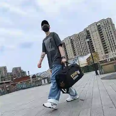 醇龙 小众休闲简约多功能短途旅游时尚百搭 尼龙 旅行包 男女同款情侣款 粉/玫红/卡其/黄/黑/绿