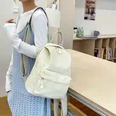 醇龙 古着感纯色防水电脑登山背包 尼龙 双肩包 男女同款情侣款 多色