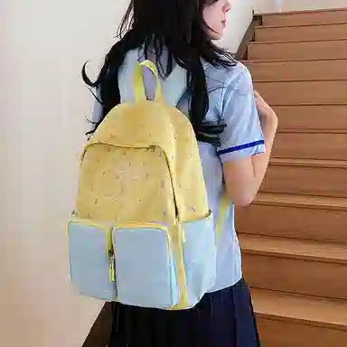 醇龙 学院风高颜值甜美清新蝴蝶结 尼龙 双肩包 常规 女款 黄色/蓝色