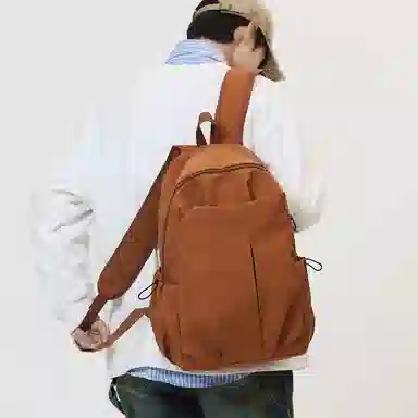 醇龙 纯色大容量简约大学生百搭休闲 尼龙 双肩包 常规 男女同款情侣款 黑色/白色/灰色/棕色