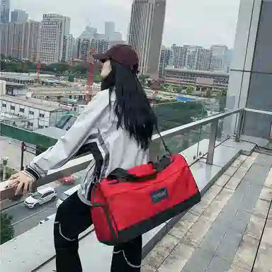 醇龙 大容量干湿分离 尼龙 旅行包 男女同款情侣款 黑/深灰/粉/红/卡其/绿/蓝