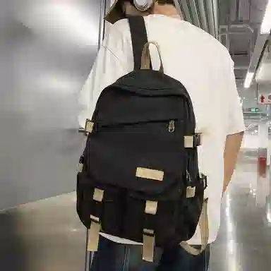 醇龙 男女通用多色帆布多口袋简约百搭大容量双肩包背包