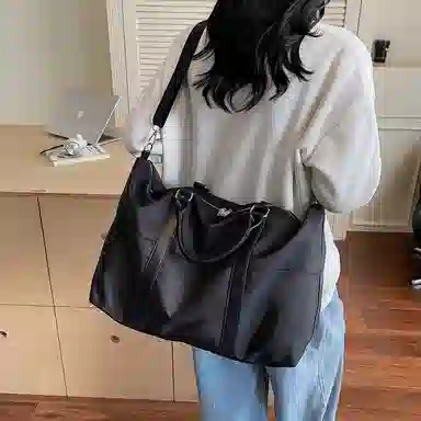 醇龙 时尚潮流百搭纯色 尼龙 旅行包 男女同款情侣款 黑色/咖啡色