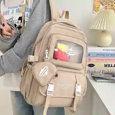 醇龙 尼龙男女通用多色书包小众设计尼龙高颜值日系学生书包大容量纯色旅行双肩包