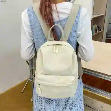 醇龙 古着感纯色防水电脑登山背包 尼龙 双肩包 男女同款情侣款 多色