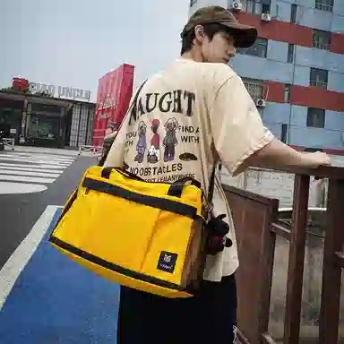 醇龙 中性风休闲简约短途旅游时尚百搭 尼龙 旅行包 常规 男女同款情侣款 黑/红/黄/卡其/青绿/军绿/粉