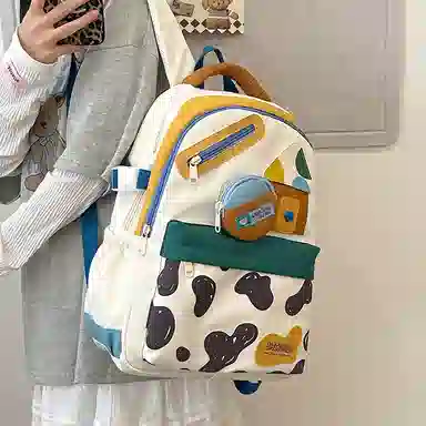 茵初 简约大容量韩季时尚开学生流行初高中纯色包版 尼龙 双肩包 常规 男女同款情侣款 多色