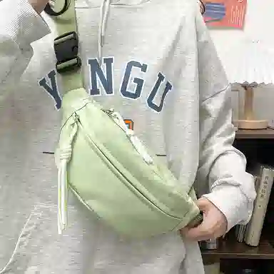 醇龙 运动潮流纯色 尼龙 单肩包腰包小挎包斜挎包胸包 男女同款情侣款 黄/绿/白/黑/粉