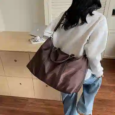 醇龙 时尚潮流百搭纯色 尼龙 旅行包 男女同款情侣款 黑色/咖啡色